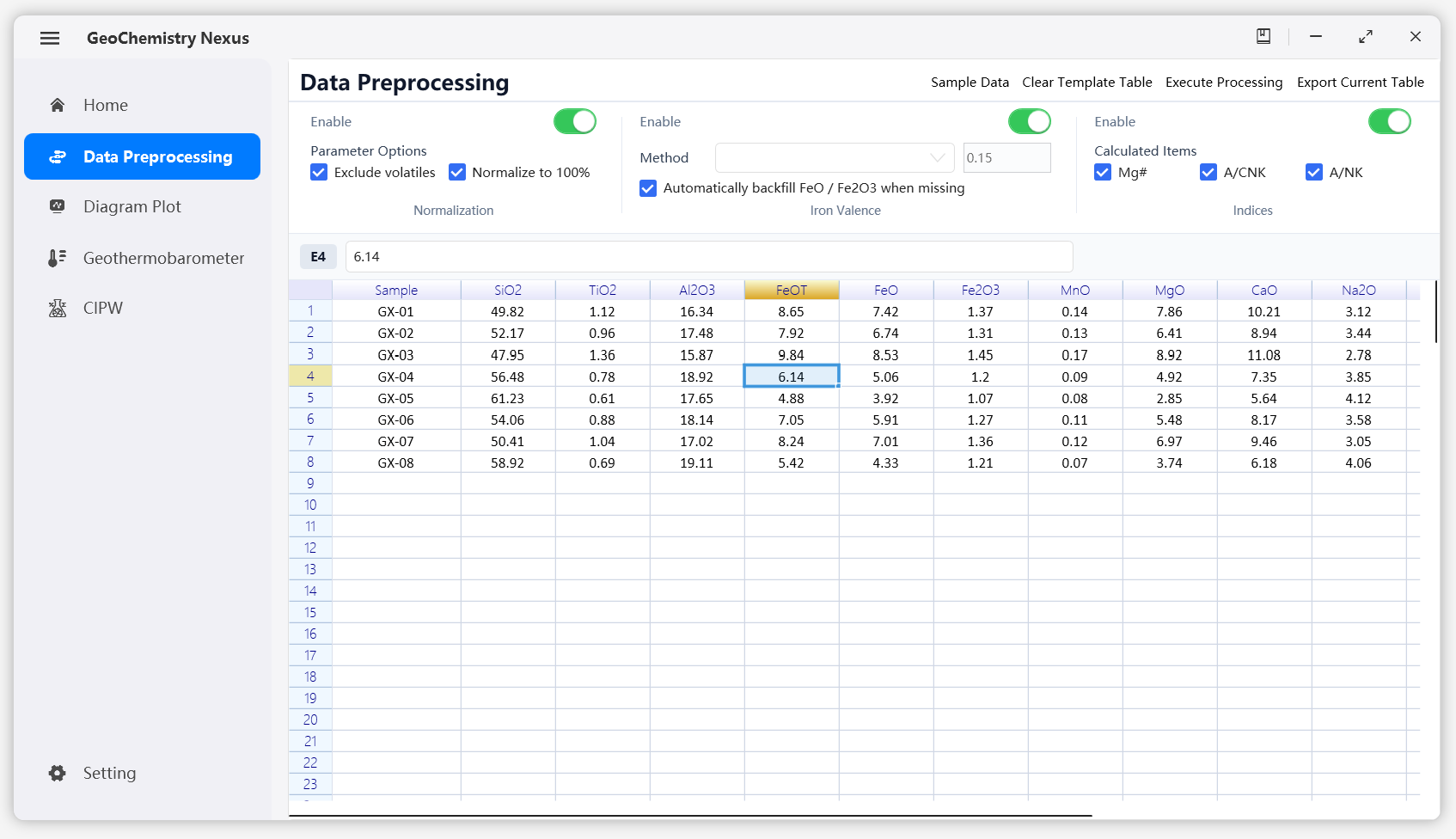 User interface example