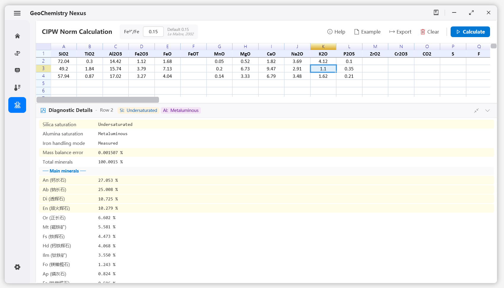 User interface example
